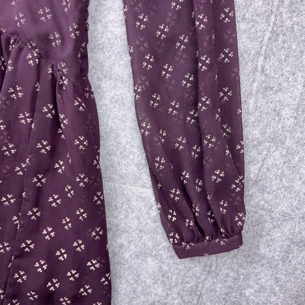 Free People Dress Womens Medium Purple Mini Long Sleeve Sheer Boho Baby Doll - Picture 5 of 12